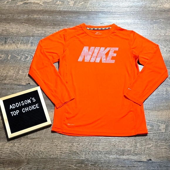 Kids Nike DriFit long sleeve orange in color sized Large gently loved mint A+++ - Picture 1 of 15